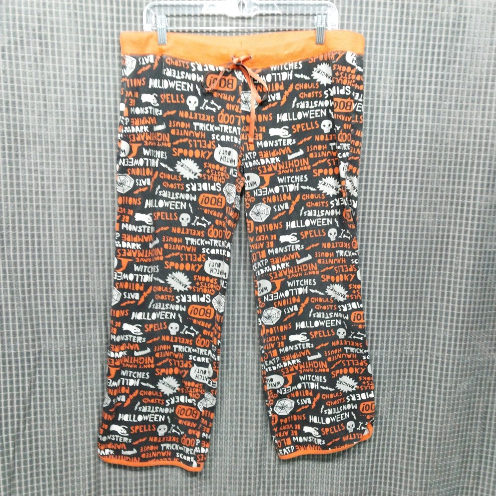 Old Navy Halloween Pajama Pants Womens Stretch Sleepwear L Black Orange